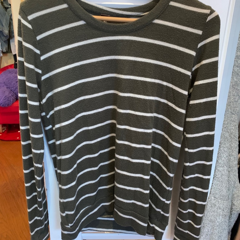 Green & White Striped Sweater